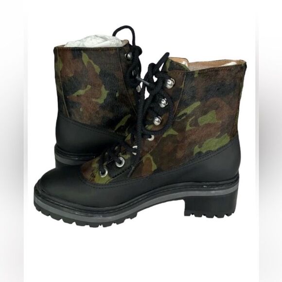 Schutz Camouflage Green & Black Mid-ankle Combat Ankle Boots(Size 8.5B) - Picture 1 of 8